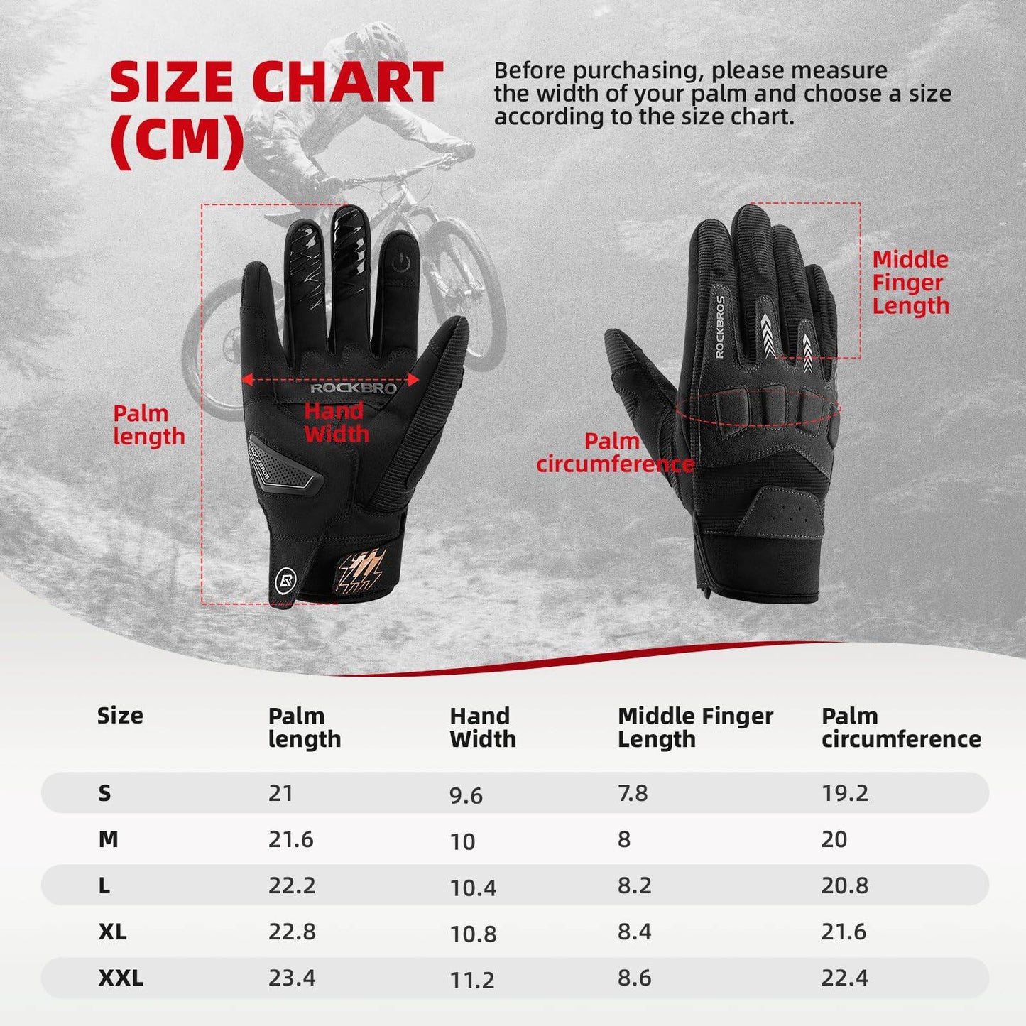 Gants de cyclisme homme, hiver/automne, VTT, gants amortissants, ROCKBROS