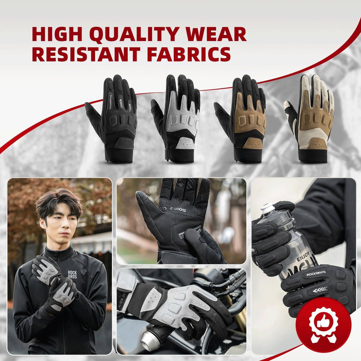 Gants de cyclisme homme, hiver/automne, VTT, gants amortissants, ROCKBROS
