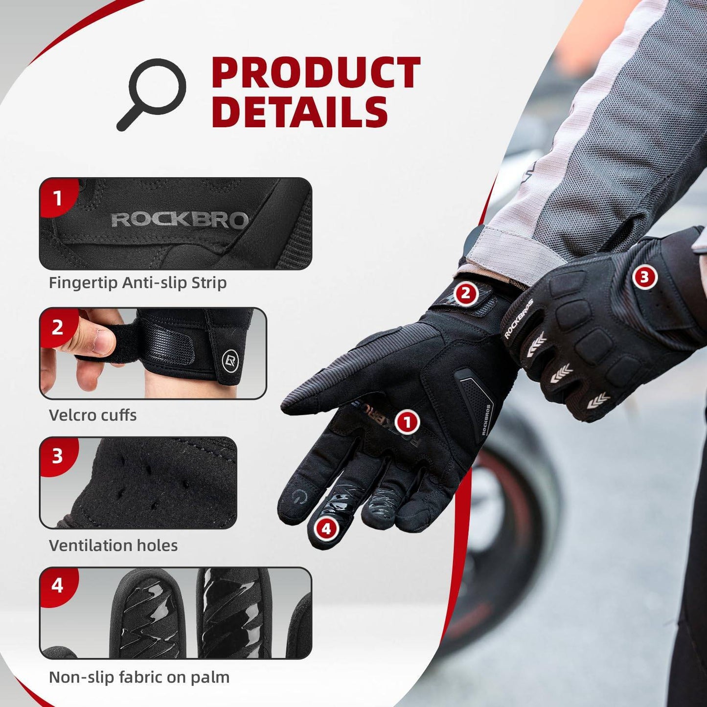 Gants de cyclisme homme, hiver/automne, VTT, gants amortissants, ROCKBROS