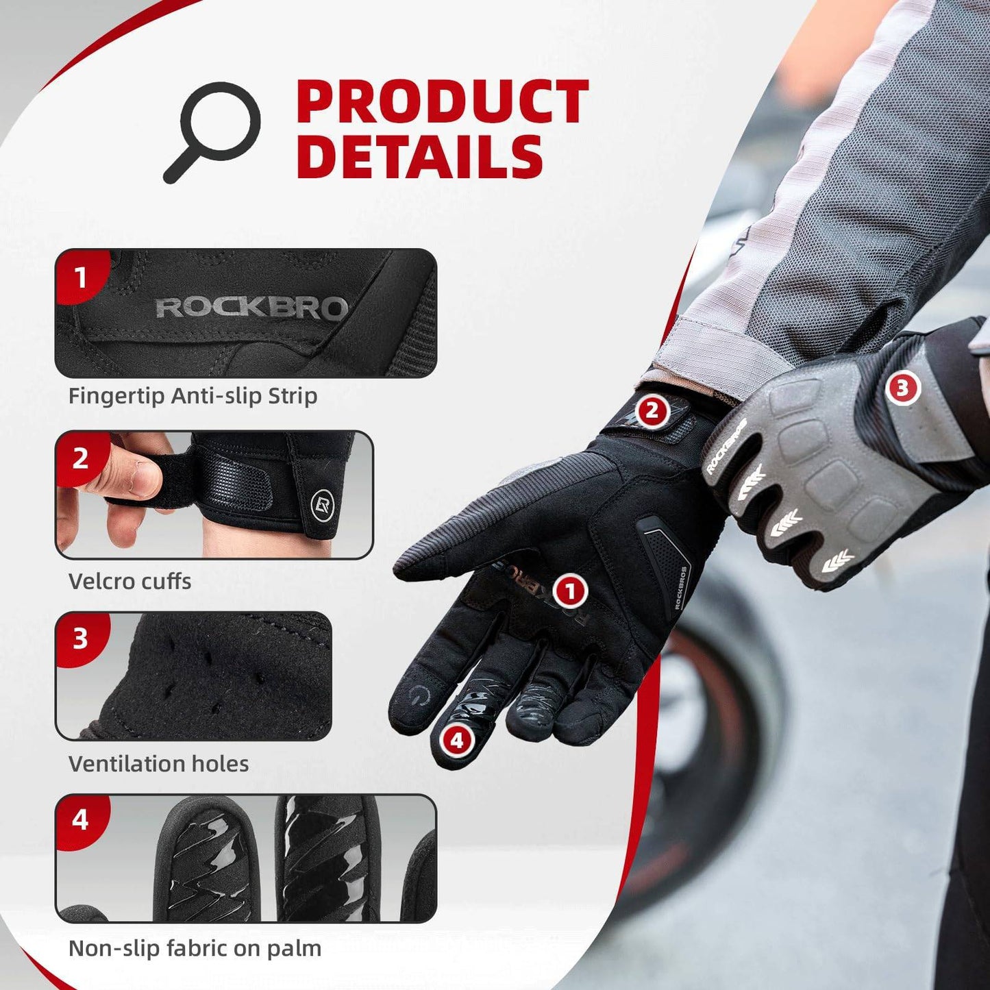 Gants de cyclisme homme, hiver/automne, VTT, gants amortissants, ROCKBROS