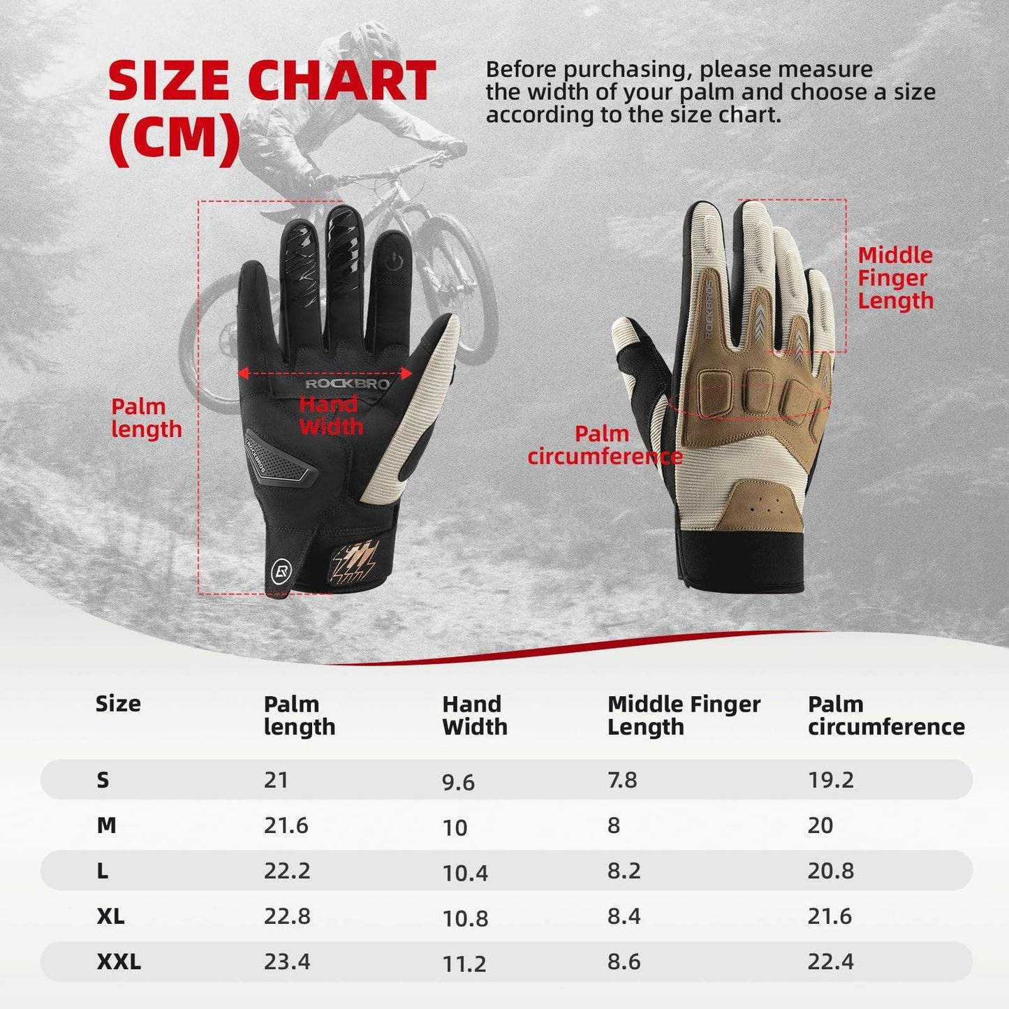 Gants de cyclisme homme, hiver/automne, VTT, gants amortissants, ROCKBROS