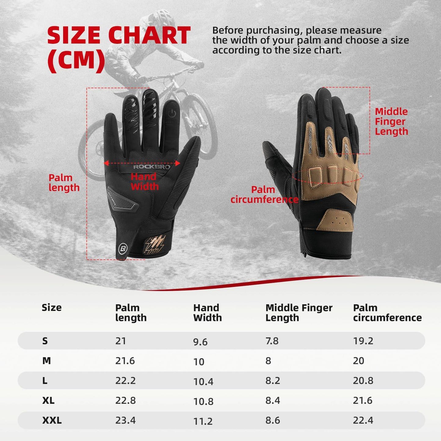 Gants de cyclisme homme, hiver/automne, VTT, gants amortissants, ROCKBROS