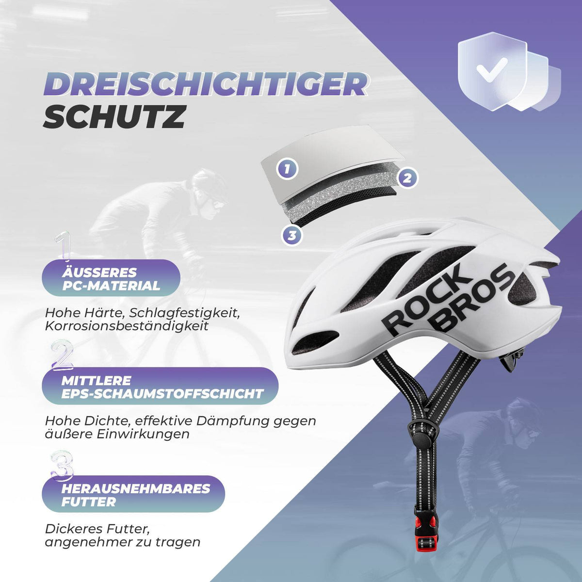 ROCKBROS Casque de vélo 58-62cm Réglable Casque urbain Ventilation Unisexe