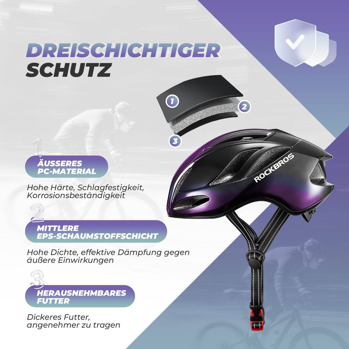ROCKBROS Casque de vélo 58-62cm Réglable Casque urbain Ventilation Unisexe