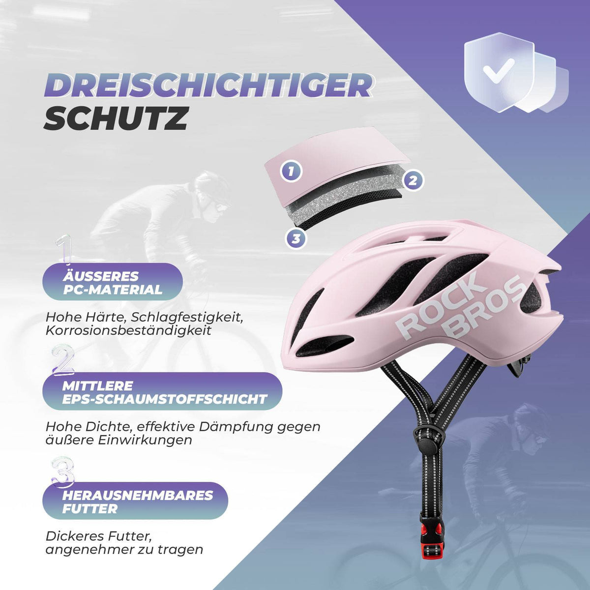 ROCKBROS Casque de vélo 58-62cm Réglable Casque urbain Ventilation Unisexe