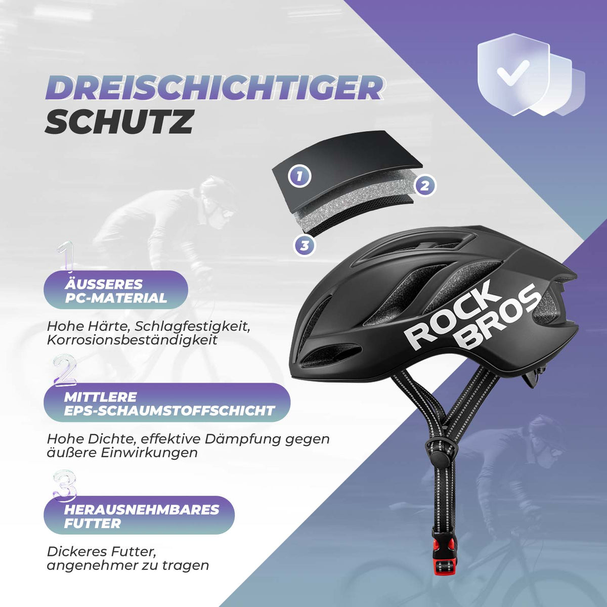 ROCKBROS Casque de vélo 58-62cm Réglable Casque urbain Ventilation Unisexe