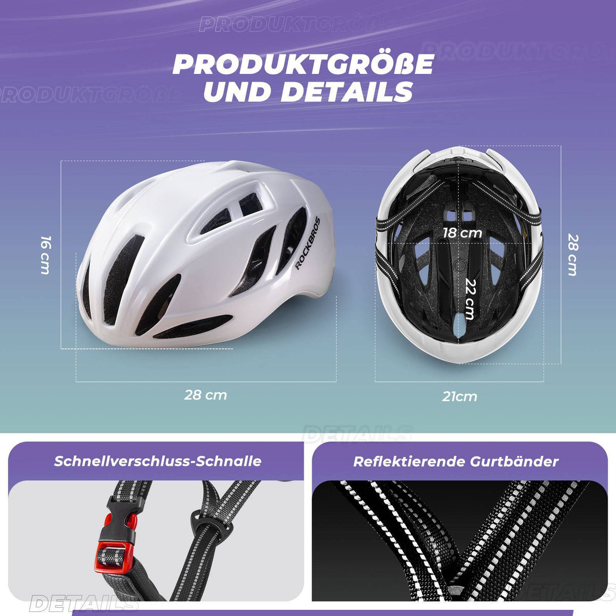 ROCKBROS Casque de vélo 58-62cm Réglable Casque urbain Ventilation Unisexe