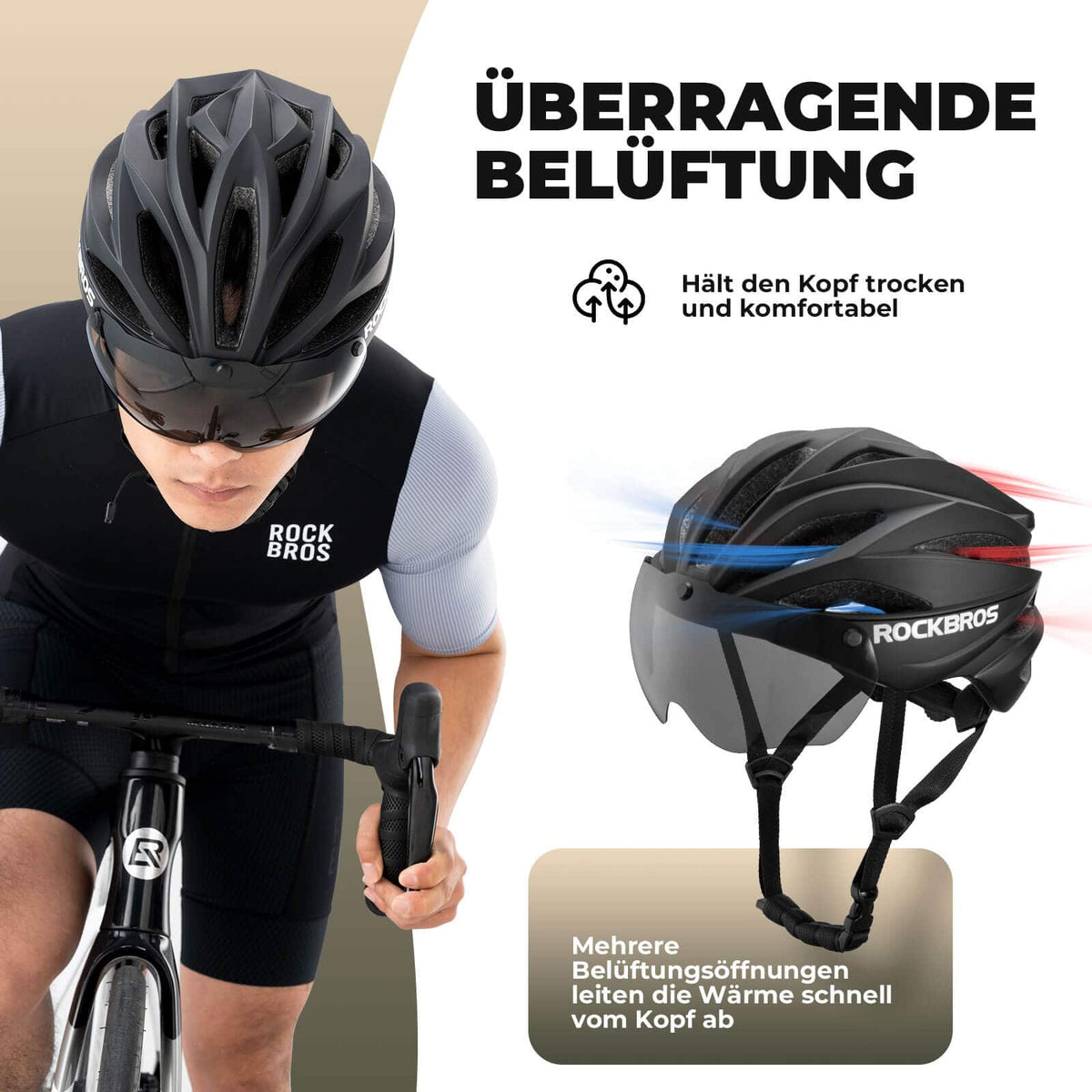 Casque de vélo ROCKBROS Casque MTB Magnétique Amovible avec Visière
