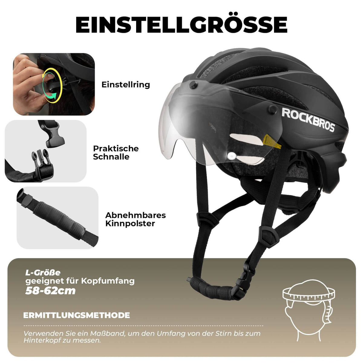 Casque de vélo ROCKBROS Casque MTB Magnétique Amovible avec Visière