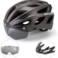 Casque de vélo ROCKBROS avec lunettes magnétiques amovibles intégrées & visière