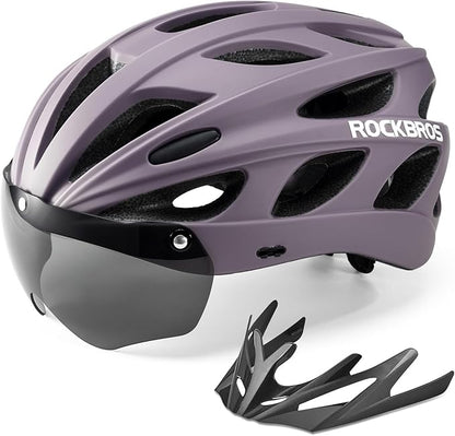 Casque de vélo ROCKBROS avec lunettes magnétiques amovibles intégrées & visière