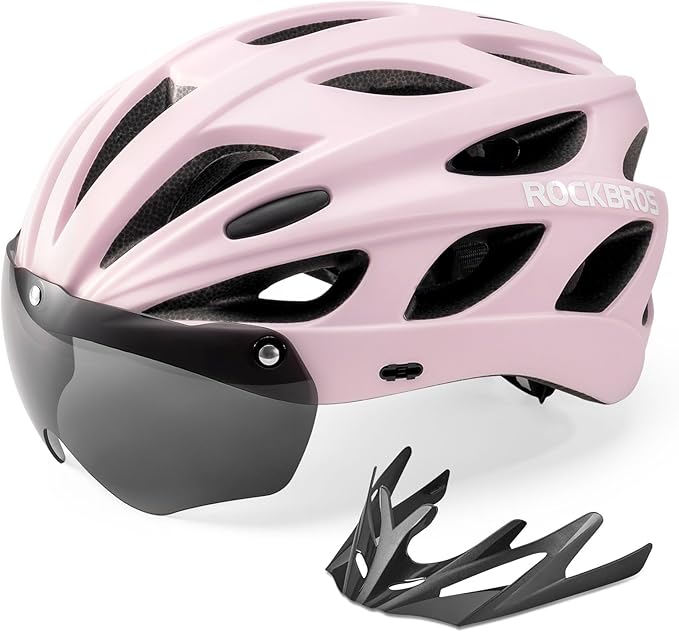 Casque de vélo ROCKBROS avec lunettes magnétiques amovibles intégrées & visière