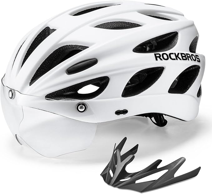 Casque de vélo ROCKBROS avec lunettes magnétiques amovibles intégrées & visière