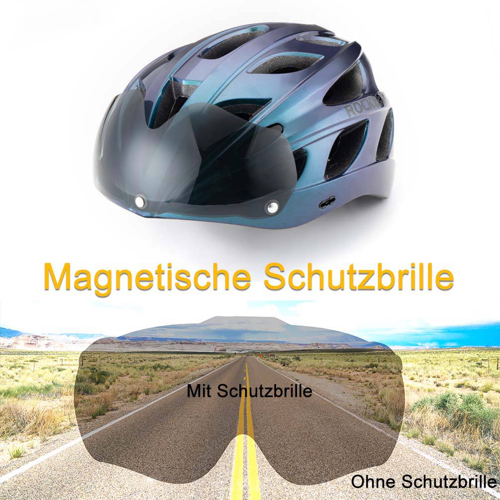 Casque de vélo ROCKBROS avec lunettes magnétiques amovibles intégrées & visière