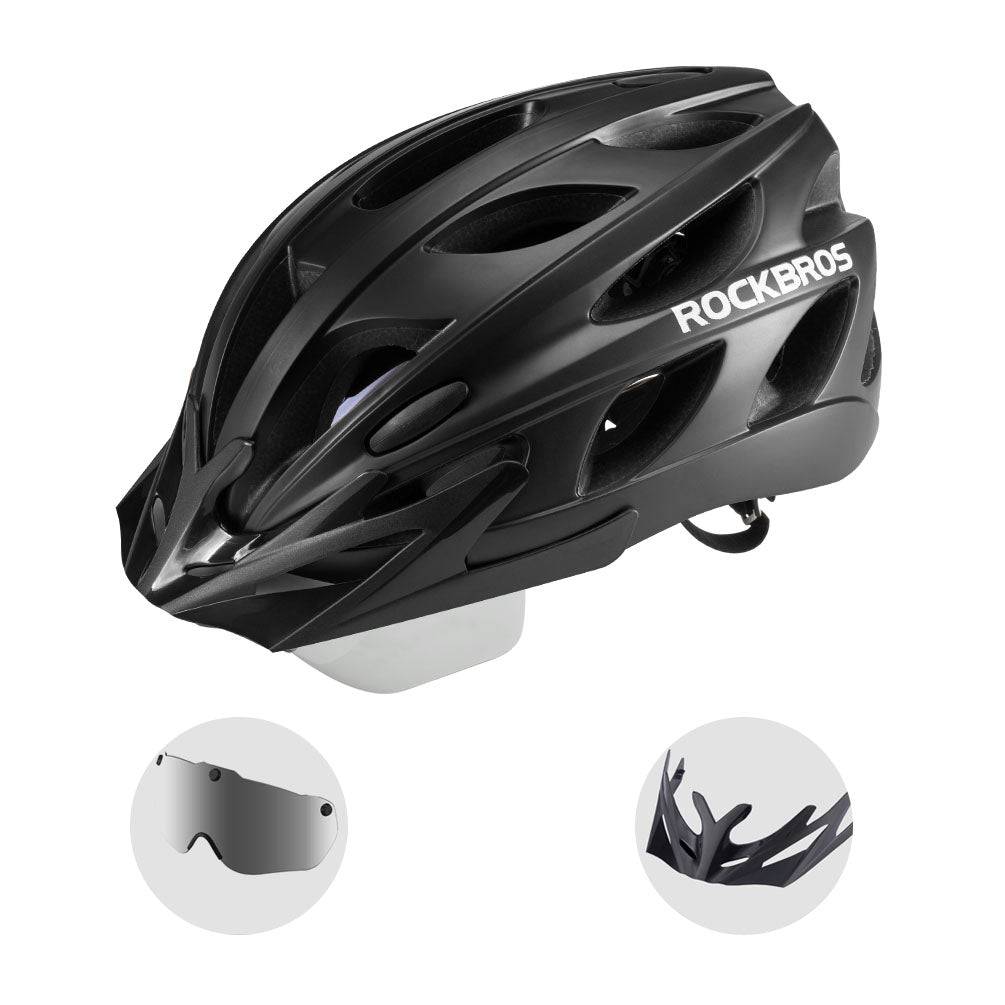 Casque de vélo ROCKBROS avec lunettes magnétiques amovibles intégrées & visière