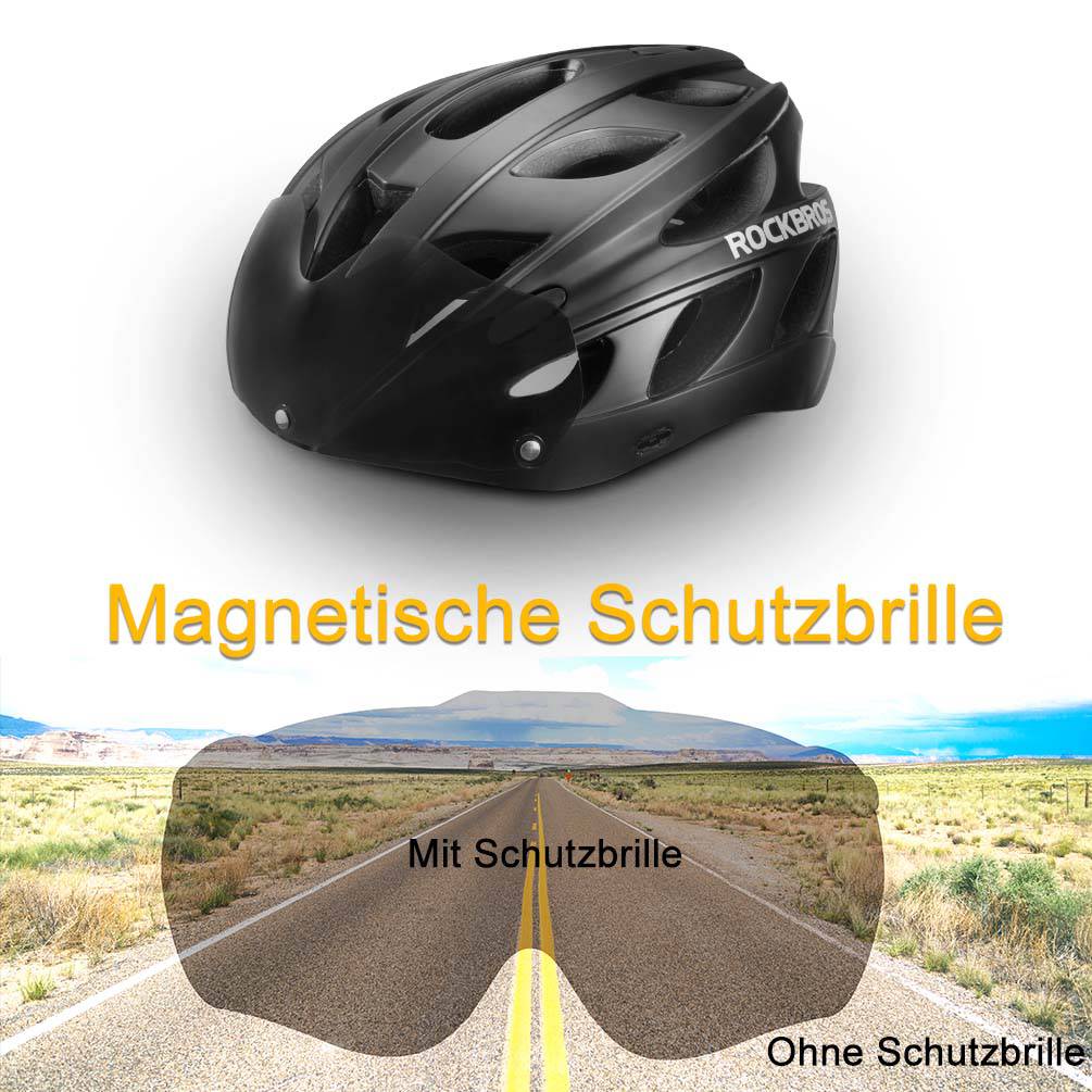 Casque de vélo ROCKBROS avec lunettes magnétiques amovibles intégrées & visière