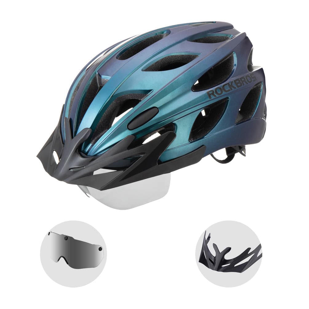 Casque de vélo ROCKBROS avec lunettes magnétiques amovibles intégrées & visière