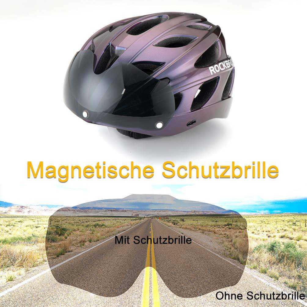 Casque de vélo ROCKBROS avec lunettes magnétiques amovibles intégrées & visière