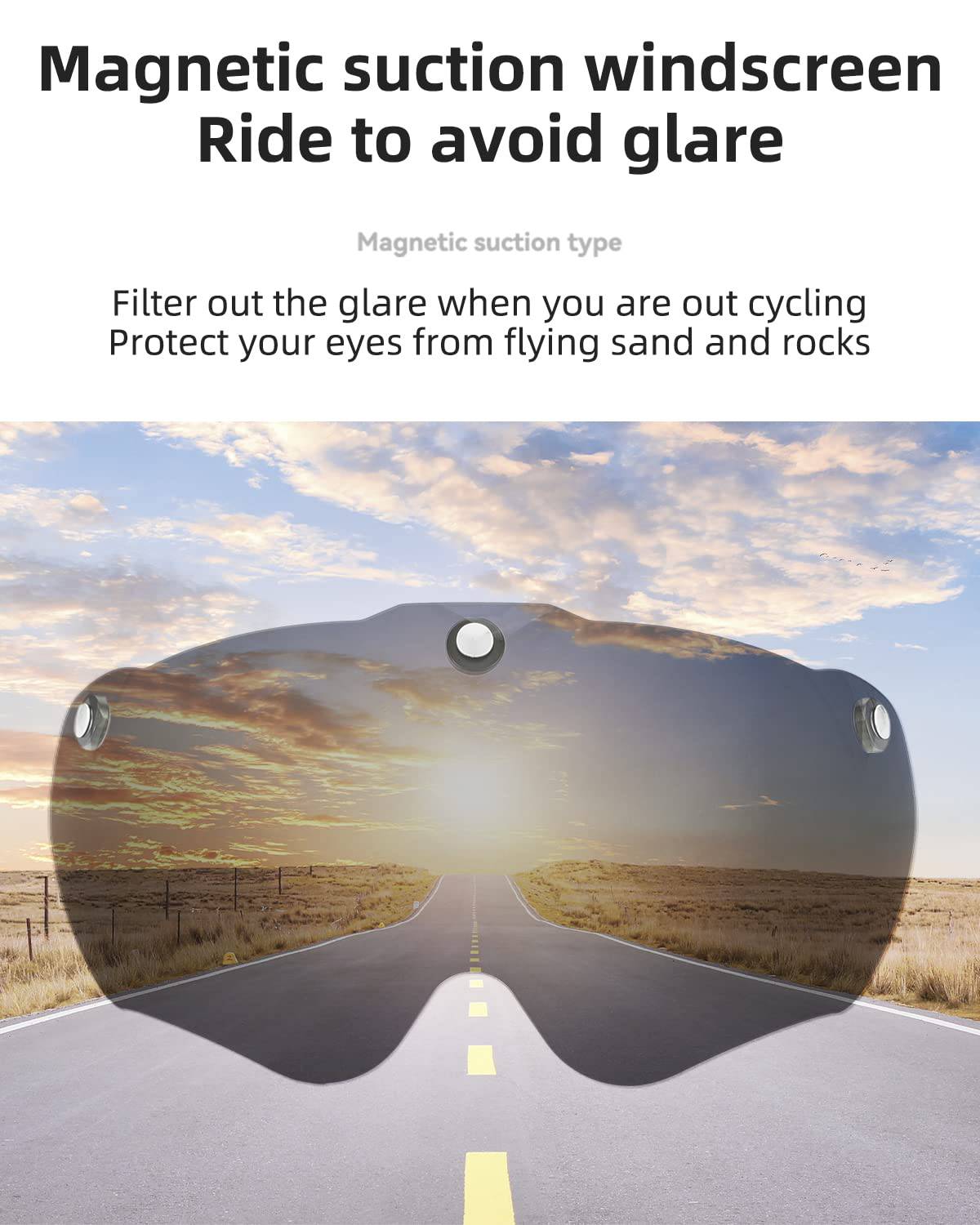 Casque de vélo ROCKBROS avec lunettes magnétiques amovibles intégrées & visière