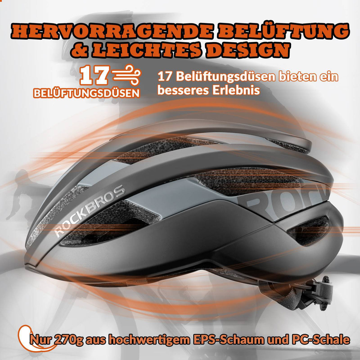 ROCKBROS Casque de vélo Sport VTT Casque de protection Respirant 54-58cm