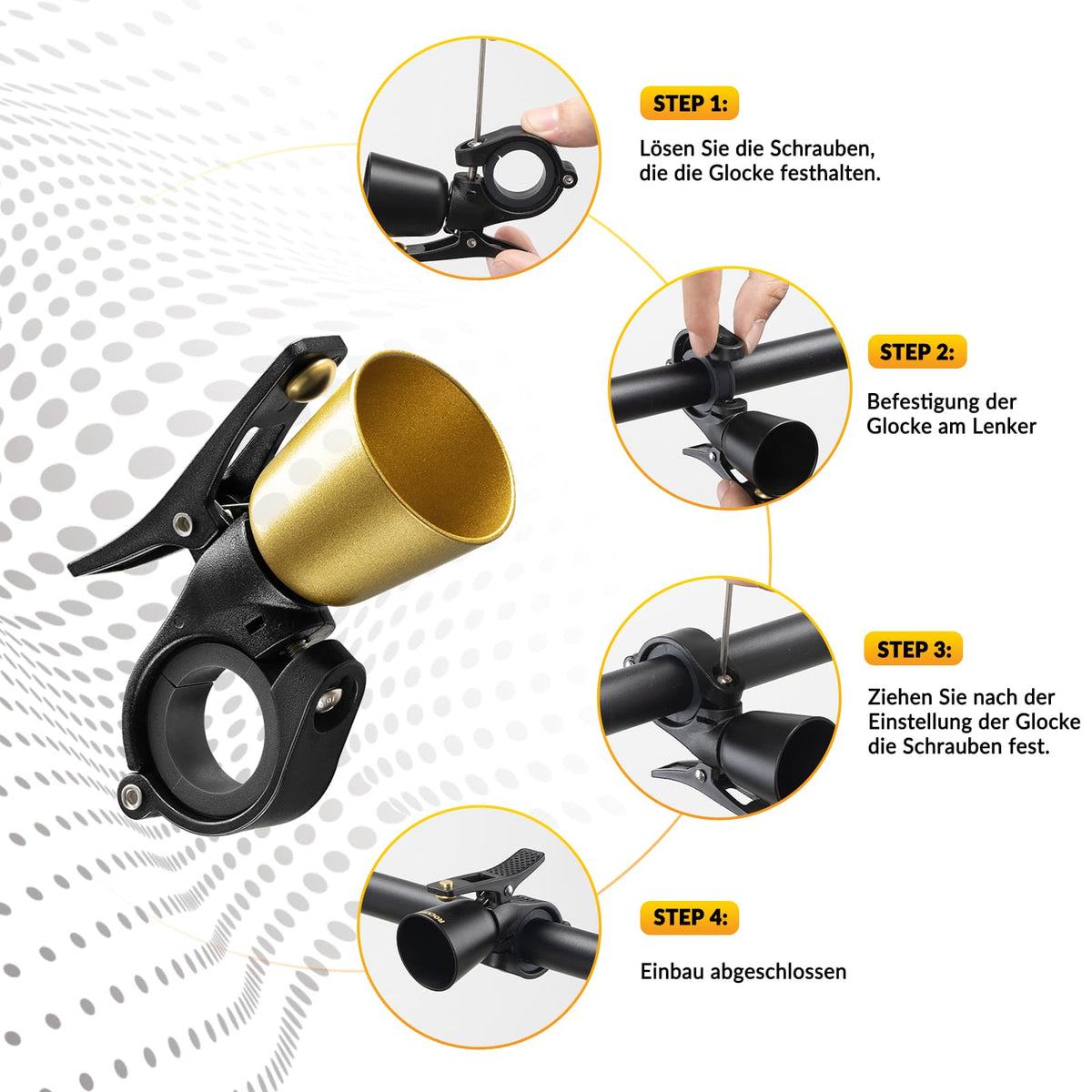 ROCKBROS Sonnette de Vélo Forte Sonnette Rétro pour VTT Vélo de Route Quatre Couleurs