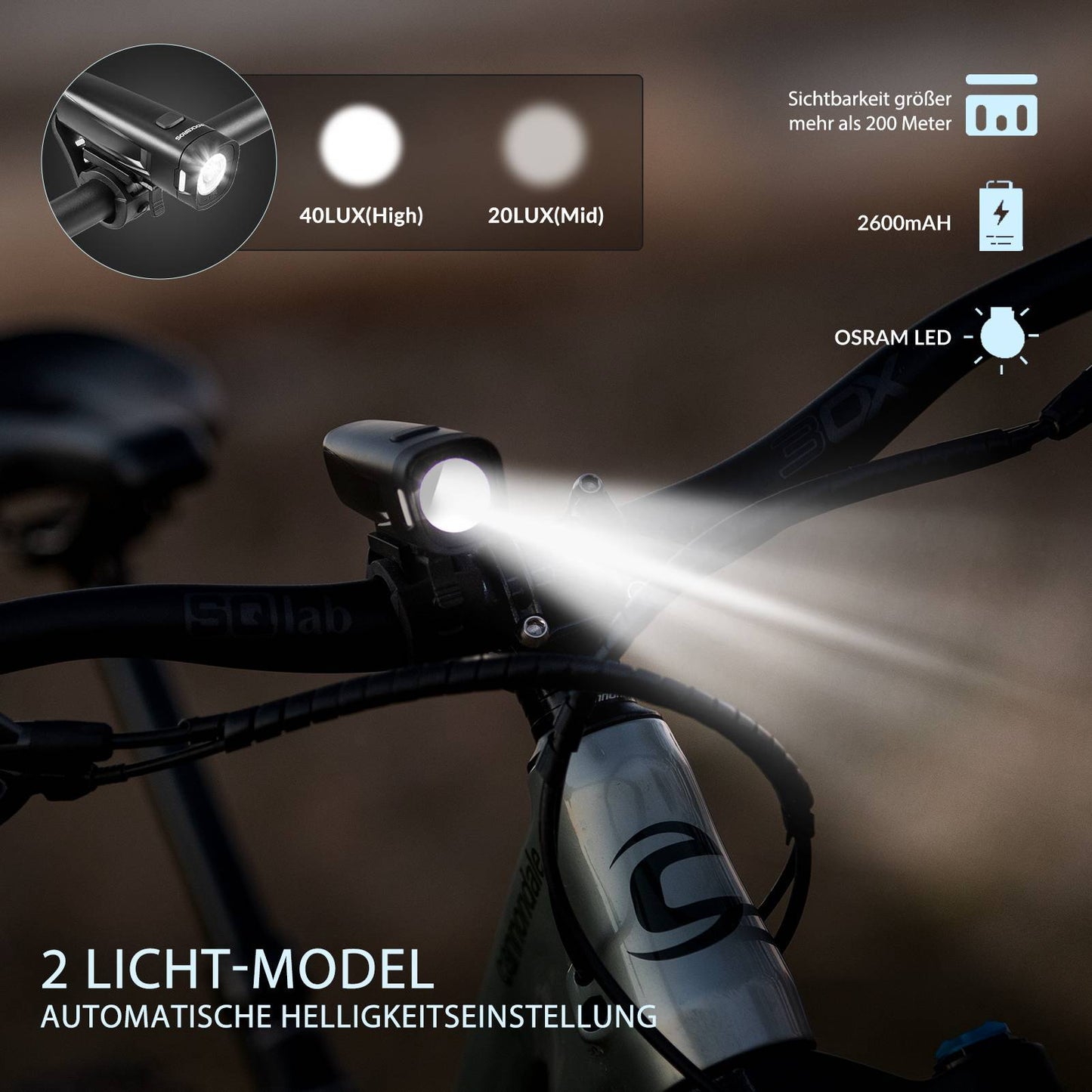 Ensemble d'éclairage pour vélo, comprenant un feu arrière et un feu avant, ROCKBROS