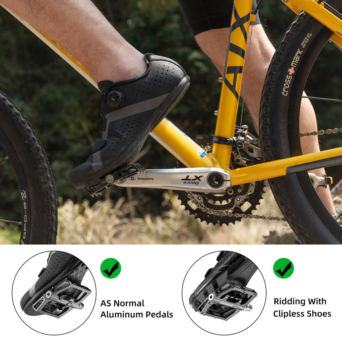 ROCKBROS Pédales de vélo Alu 2 en 1 Pédales SPD pour VTT vélo de route vélo de ville