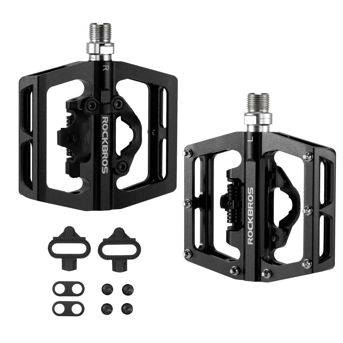 ROCKBROS Pédales de vélo Alu 2 en 1 Pédales SPD pour VTT vélo de route vélo de ville