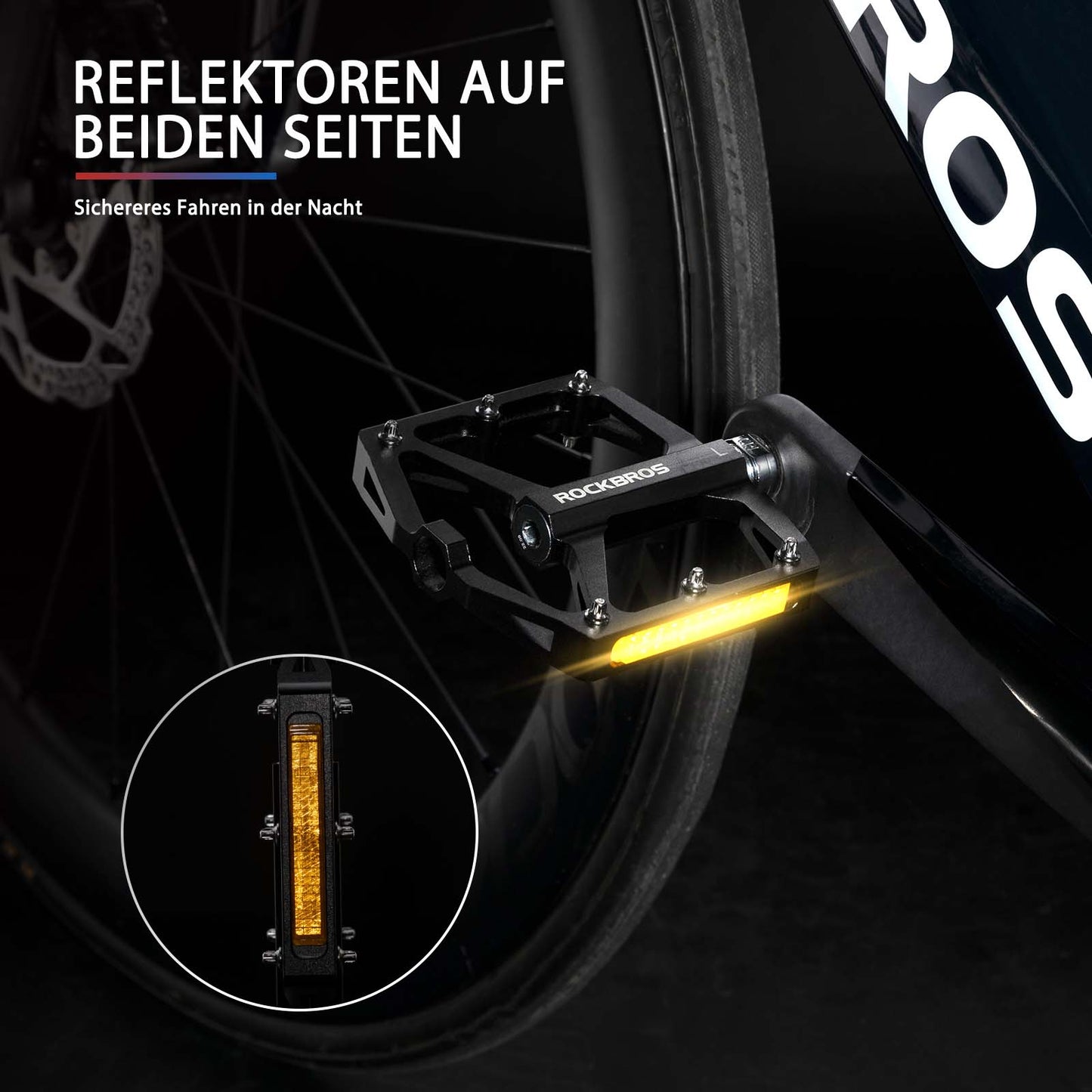 Pédales de vélo avec réflecteurs, en alliage d'aluminium, 9/16 pouce, ROCKBROS