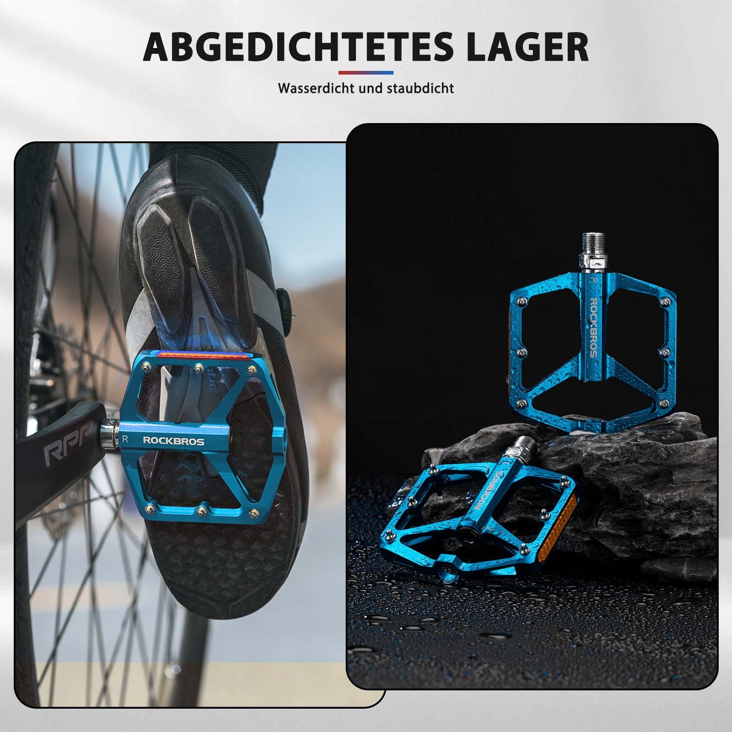 Pédales de vélo avec réflecteurs, en alliage d'aluminium, 9/16 pouce, ROCKBROS