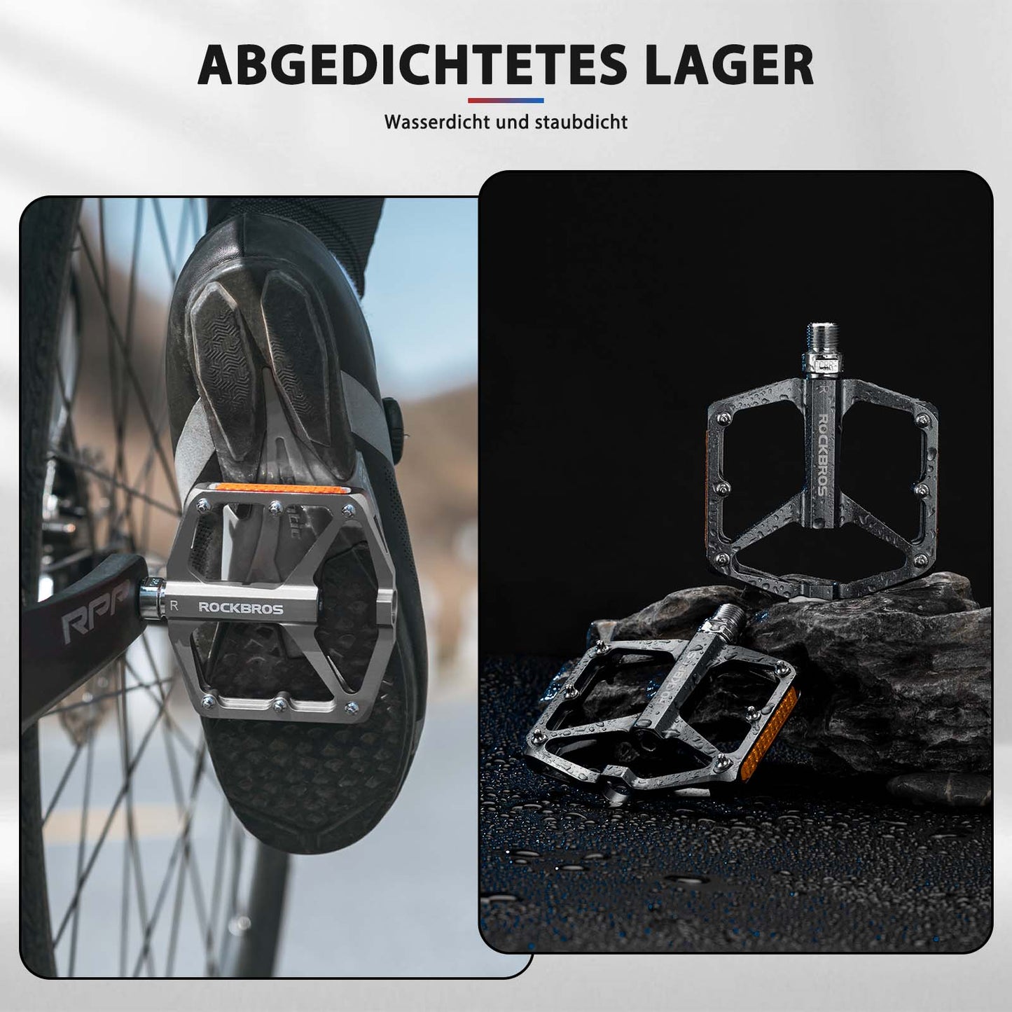 Pédales de vélo avec réflecteurs, en alliage d'aluminium, 9/16 pouce, ROCKBROS