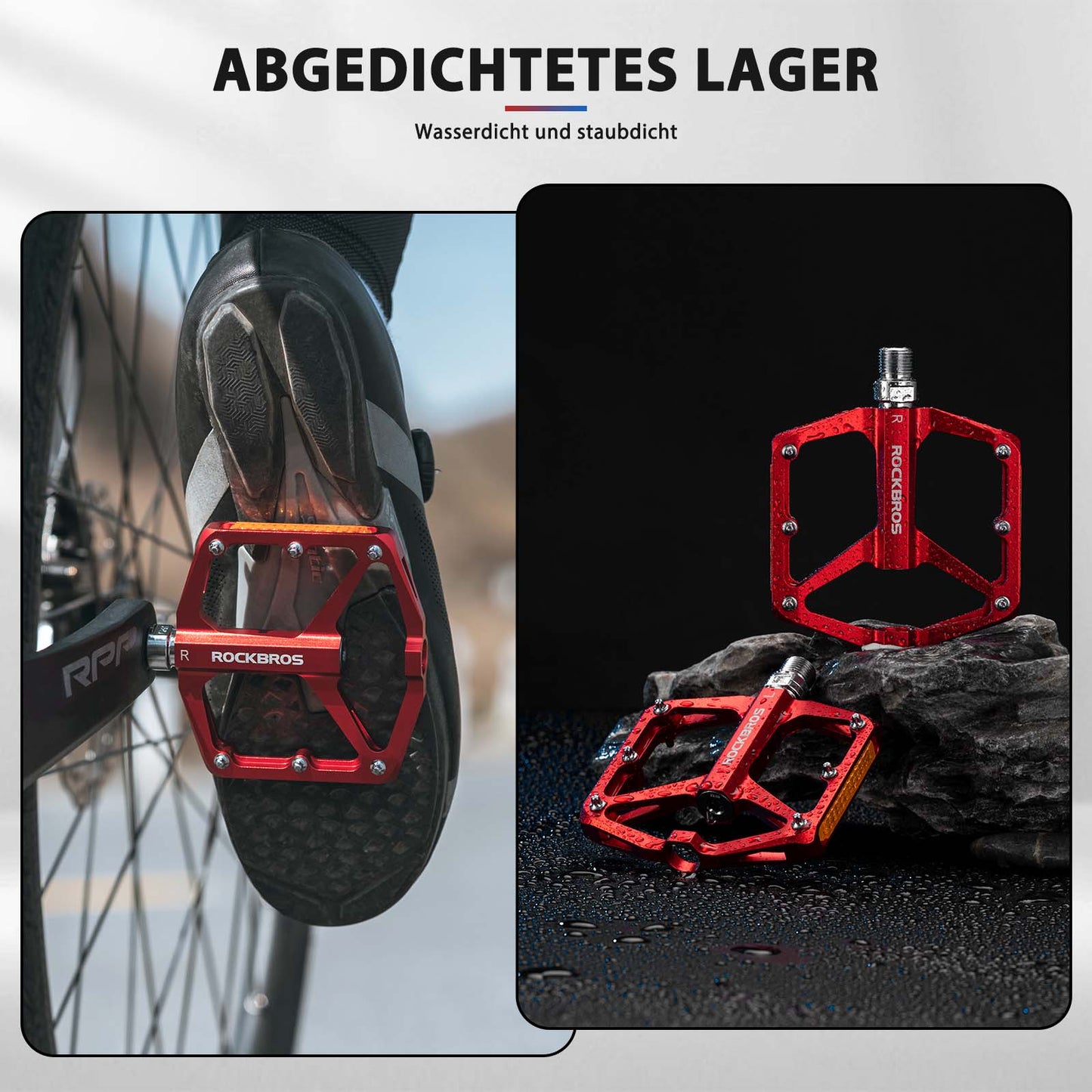 Pédales de vélo avec réflecteurs, en alliage d'aluminium, 9/16 pouce, ROCKBROS