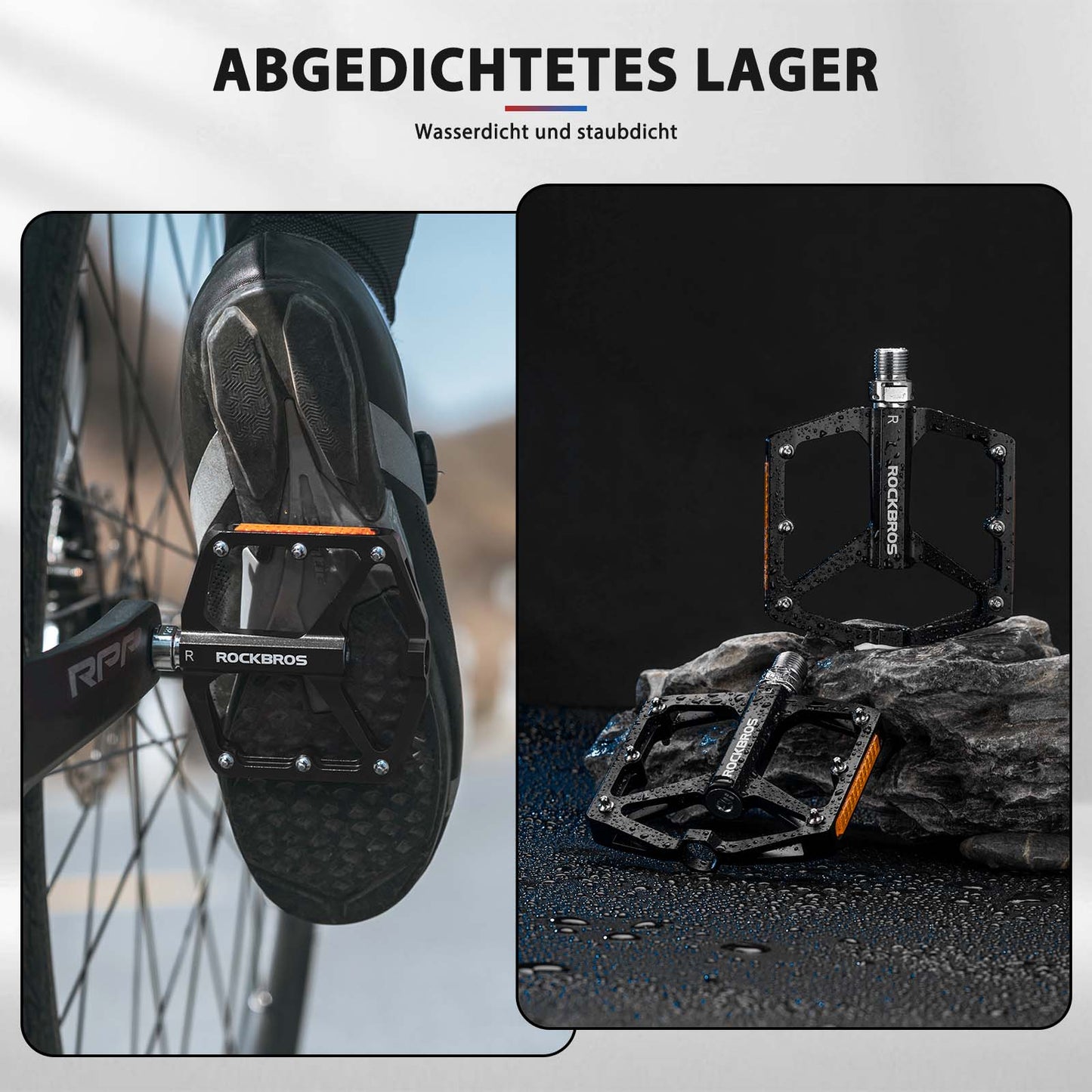Pédales de vélo avec réflecteurs, en alliage d'aluminium, 9/16 pouce, ROCKBROS