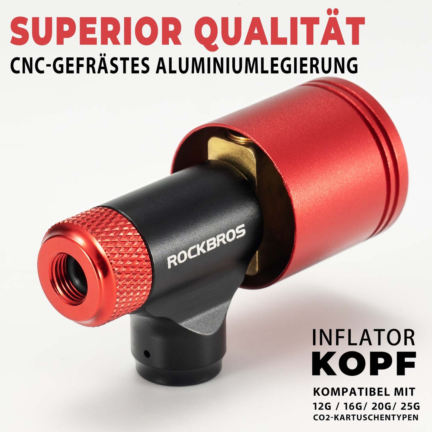 Pompe à vélo, mini-pompe à cartouche CO2 avec valve de dosage de pression ROCKBROS