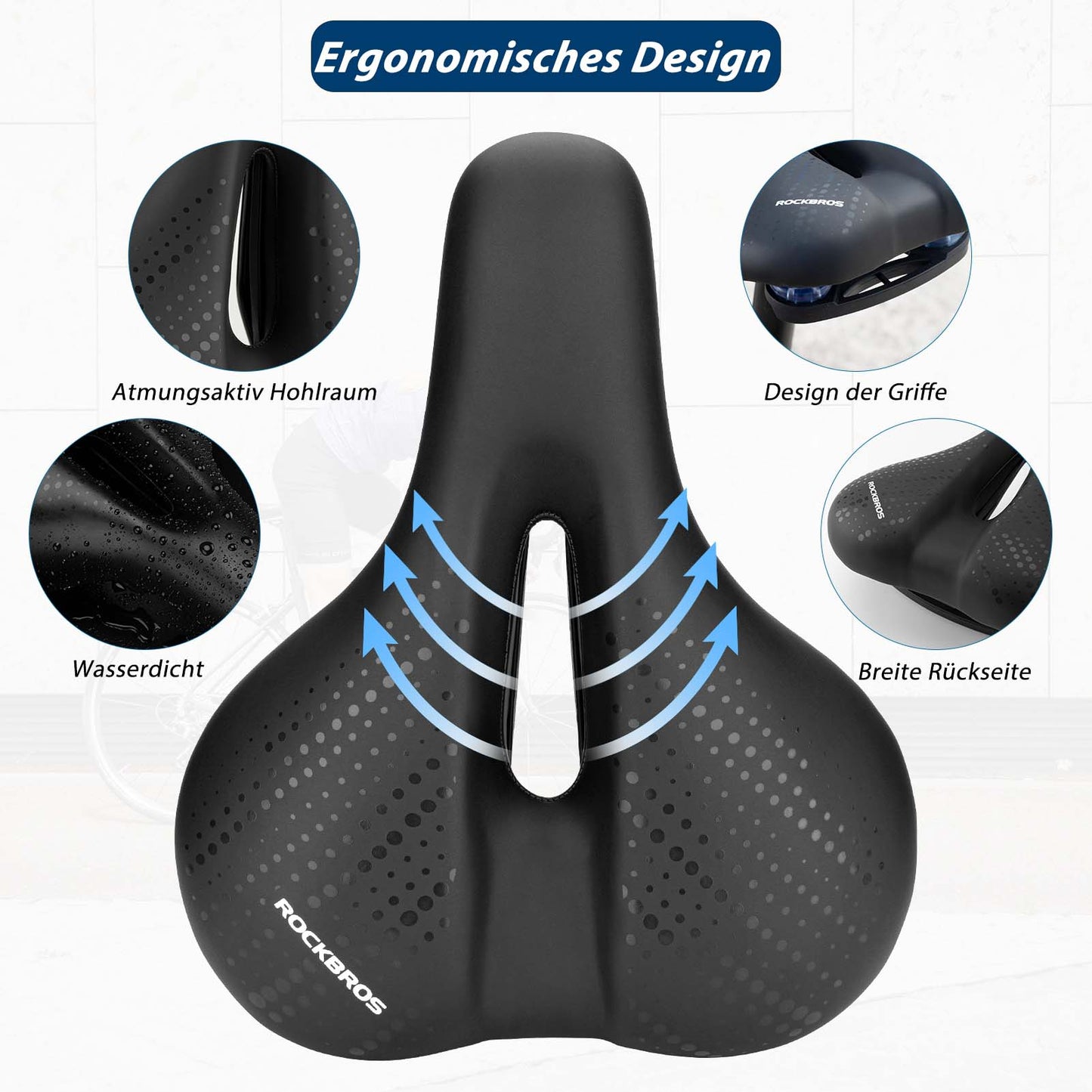 Selle de vélo en mousse à mémoire de forme creuse et respirante ROCKBROS