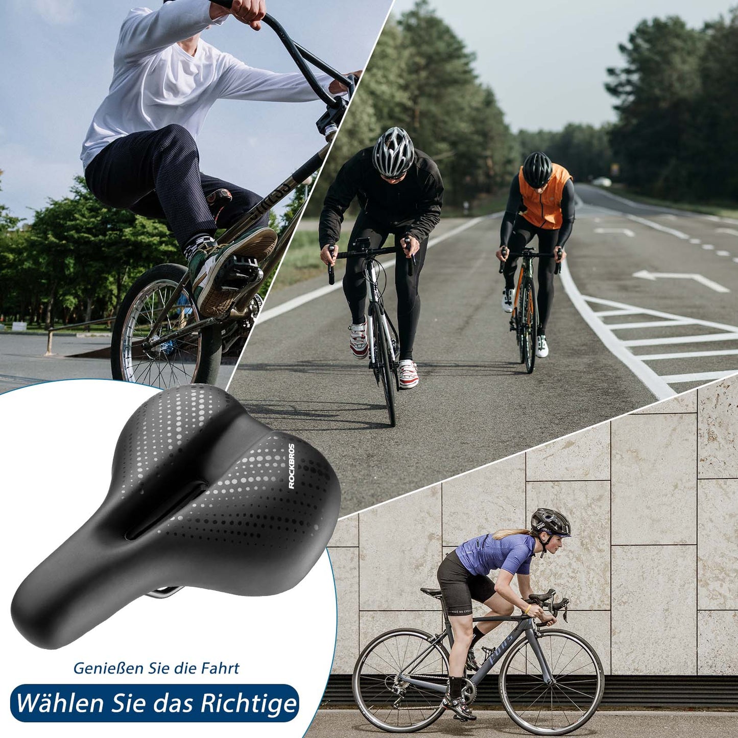 Selle de vélo en mousse à mémoire de forme creuse et respirante ROCKBROS
