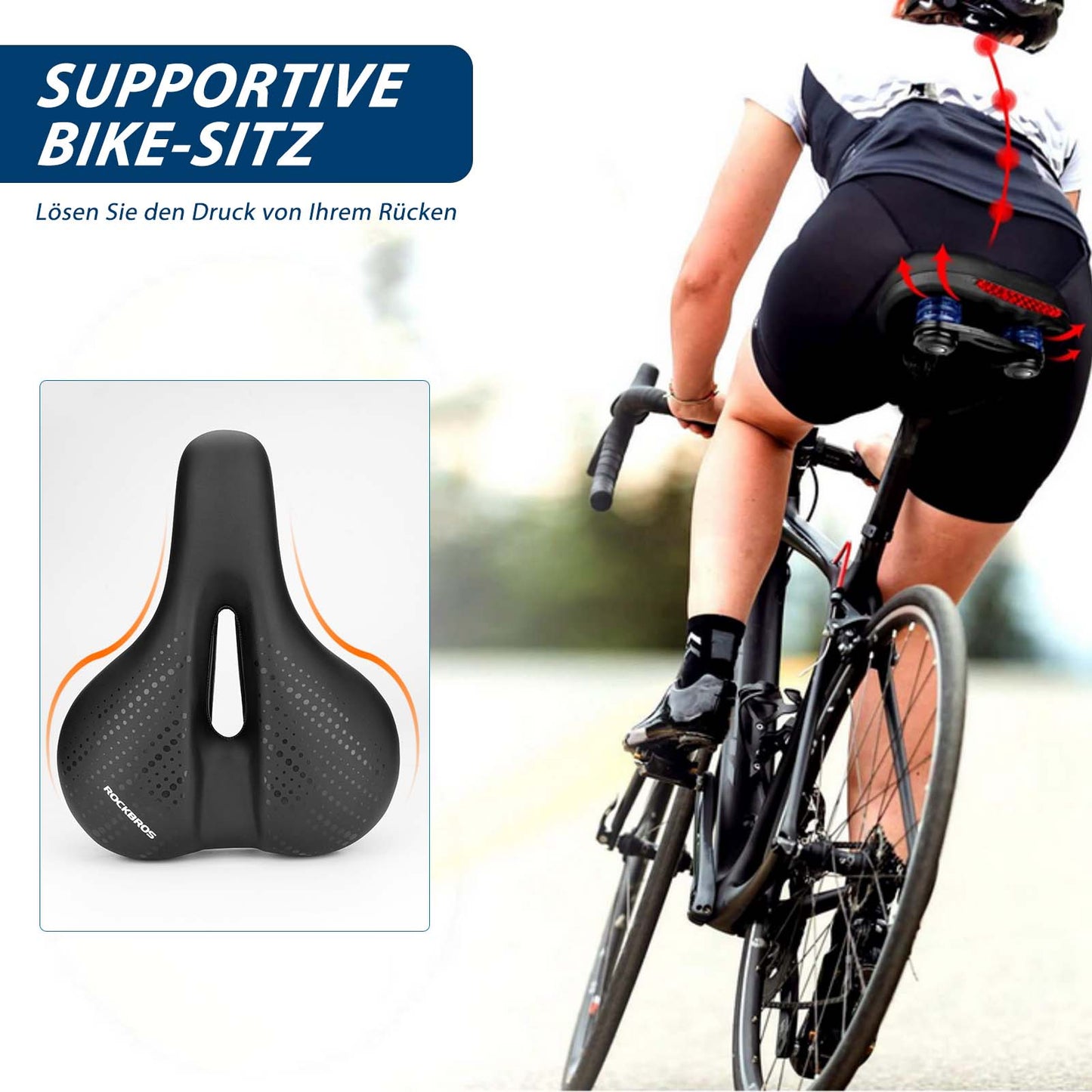 Selle de vélo en mousse à mémoire de forme creuse et respirante ROCKBROS