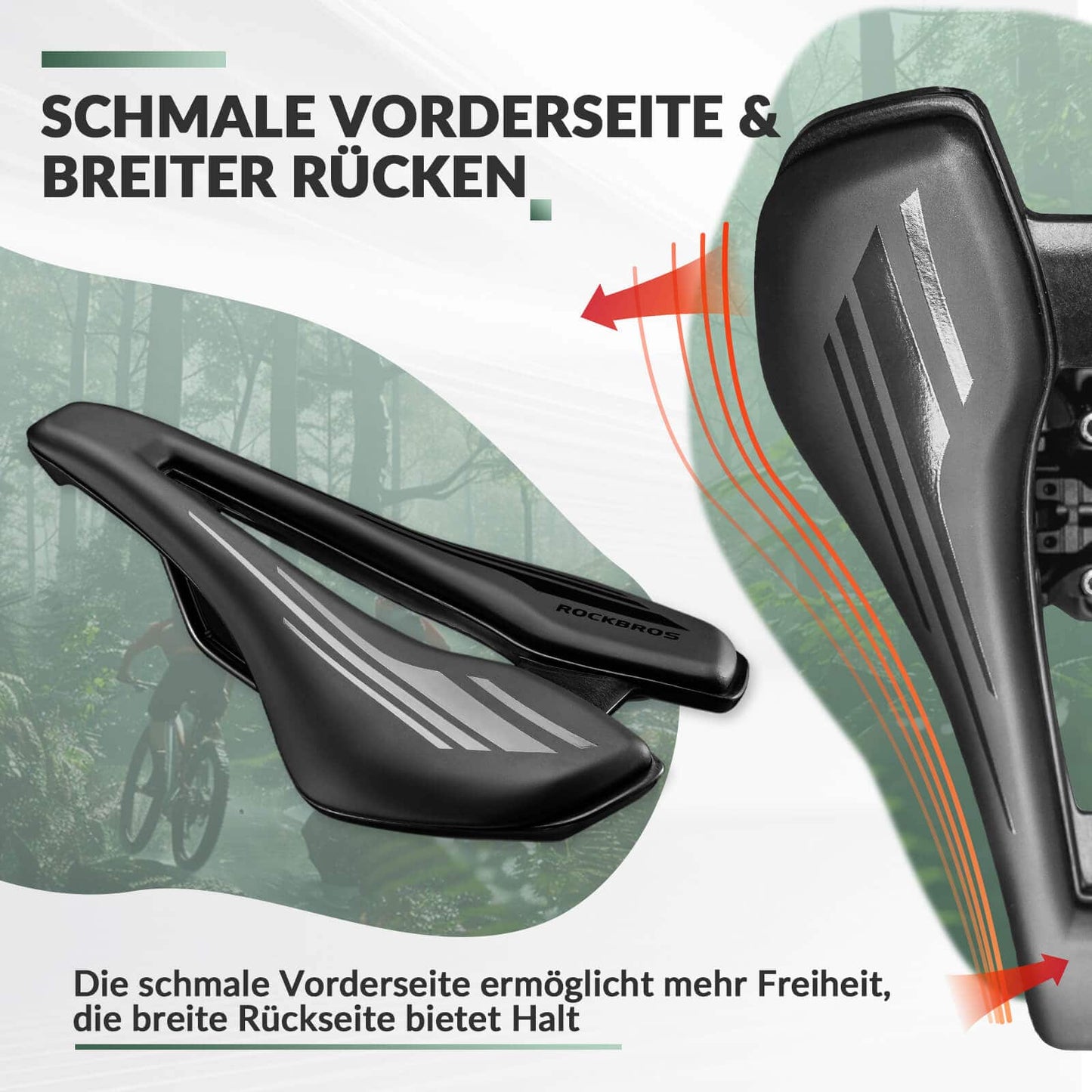Selle de vélo ergonomique et respirante, 14,5 x 25 cm, ROCKBROS