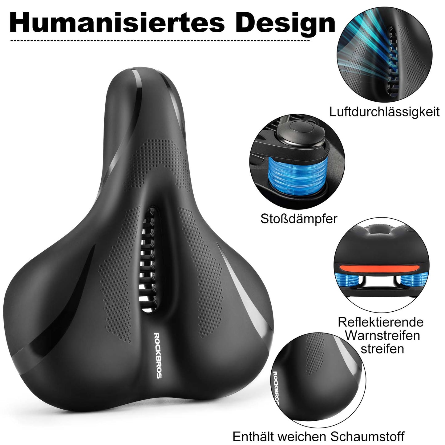 Selle de vélo en mousse à mémoire de forme respirante et gel ROCKBROS