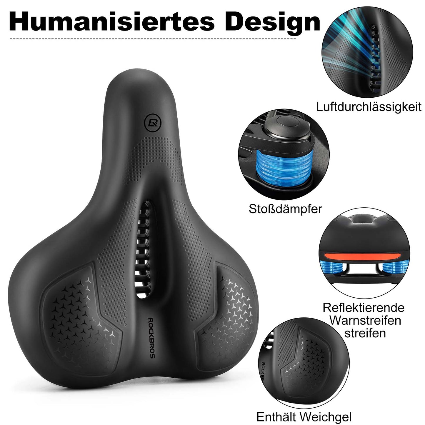Selle de vélo en mousse à mémoire de forme respirante et gel ROCKBROS