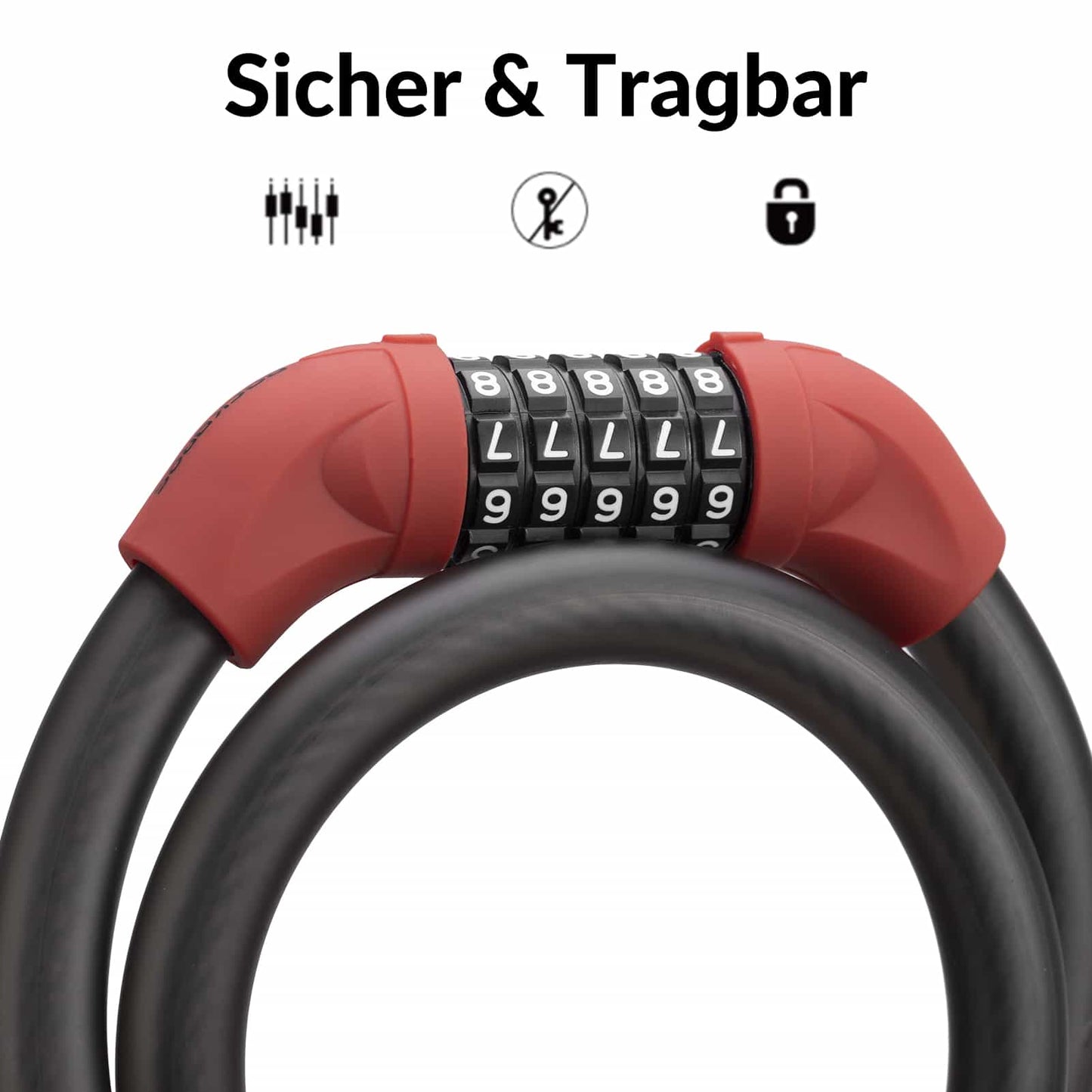 Antivol de vélo, câble antivol, cadenas à combinaison à 5 chiffres, ROCKBROS