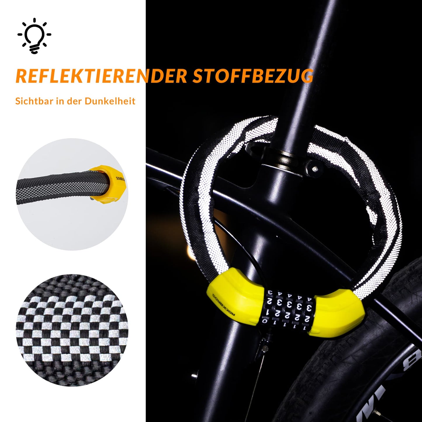 Antivol de vélo à combinaison, 19 mm d'épaisseur, ROCKBROS