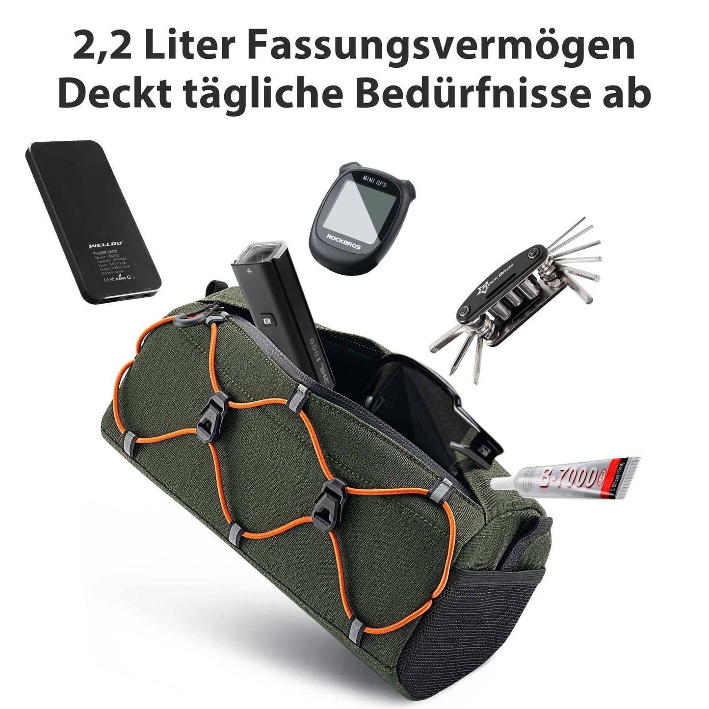Sacoche de guidon de vélo 2,2 L avec bandoulière, disponible en 6 couleurs, ROCKBROS