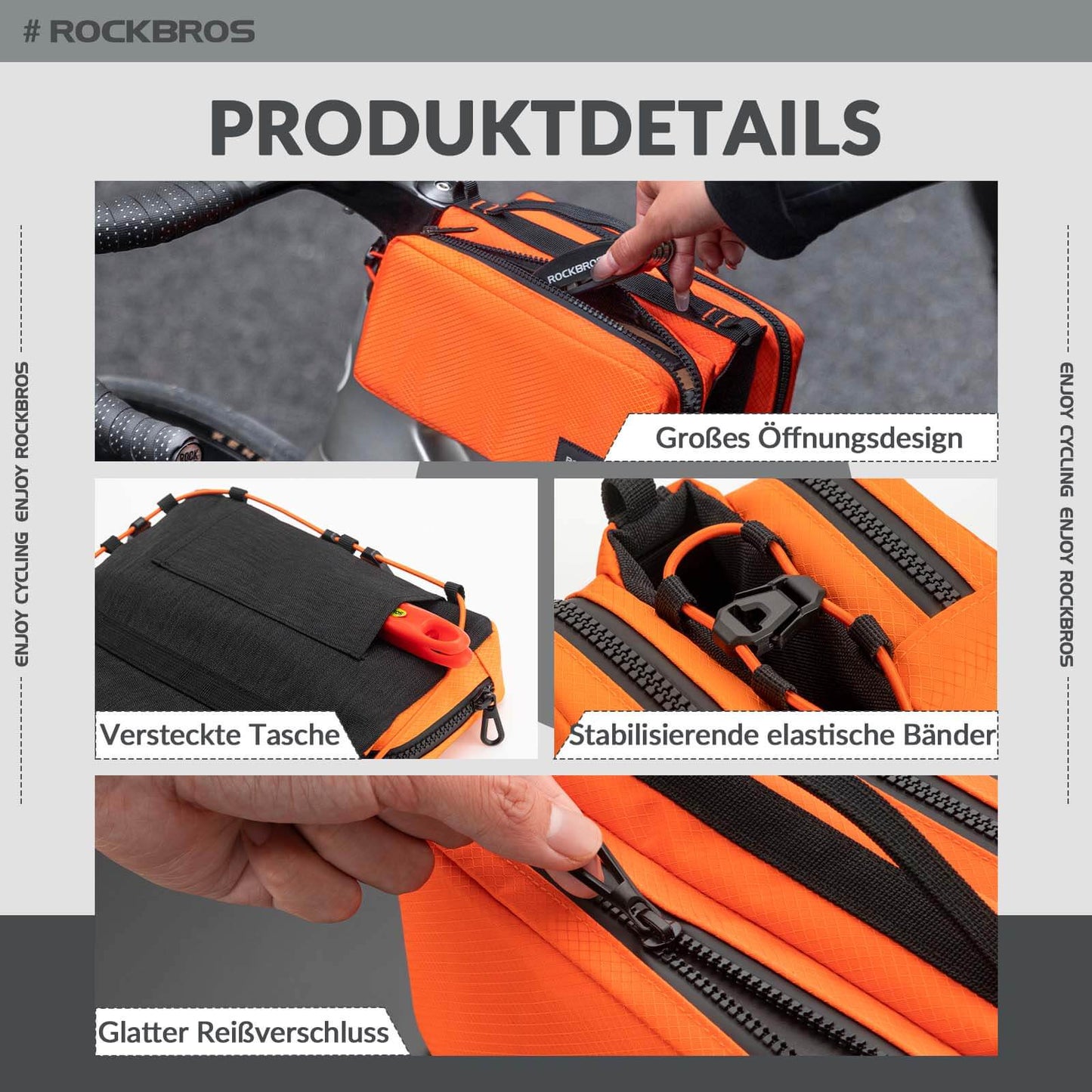 Sacoche de cadre de vélo avec bandoulière, sacoche de tube supérieur ROCKBROS