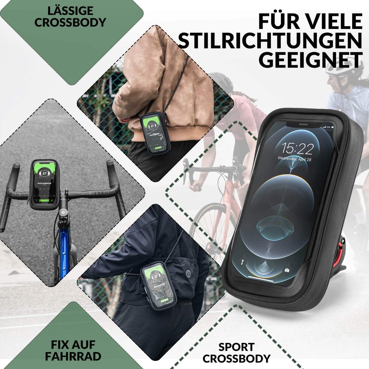 Sacoche de vélo étanche, pochette rotative pour téléphone portable de 4,7 à 6 pouces, ROCKBROS