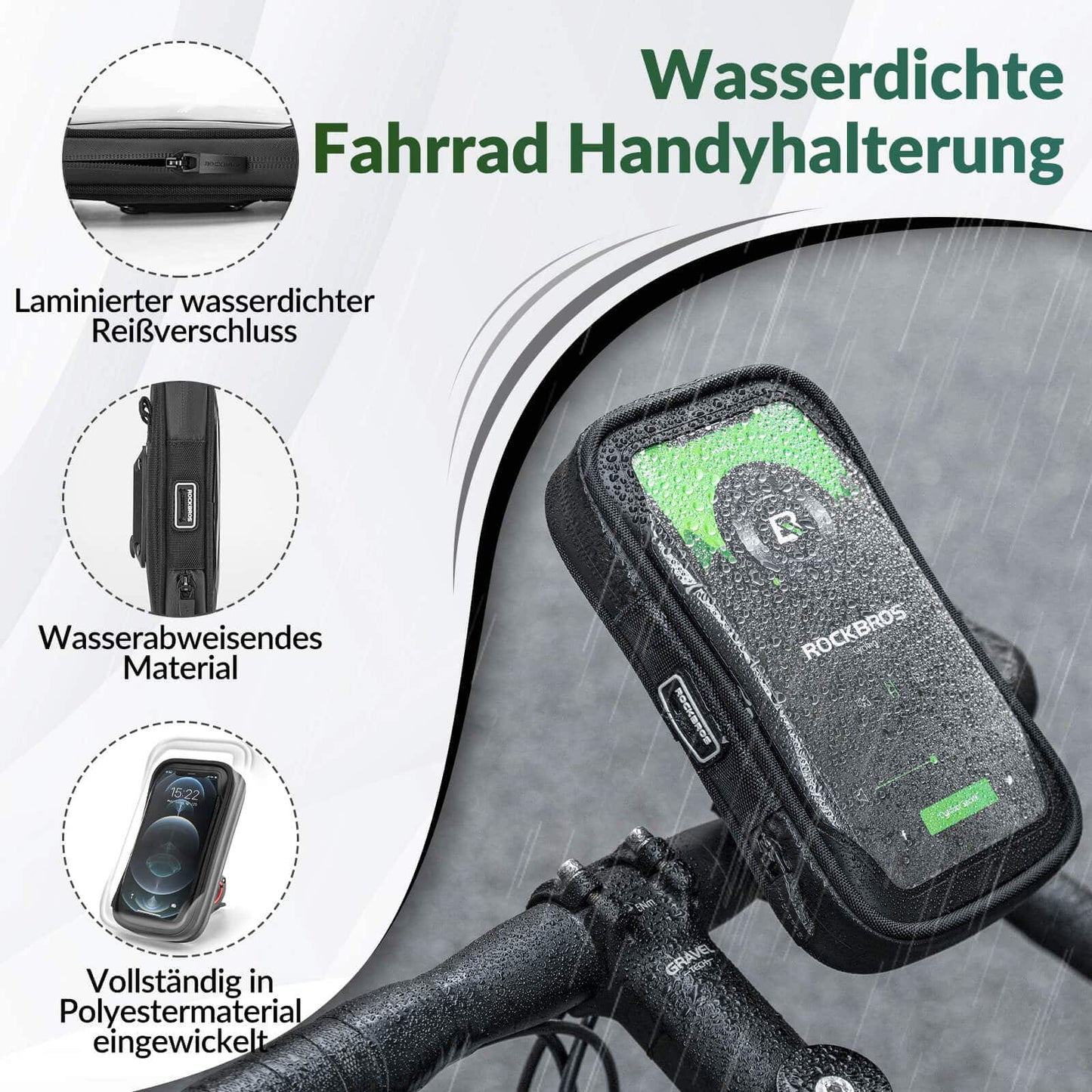 Sacoche de vélo étanche, pochette rotative pour téléphone portable de 4,7 à 6 pouces, ROCKBROS