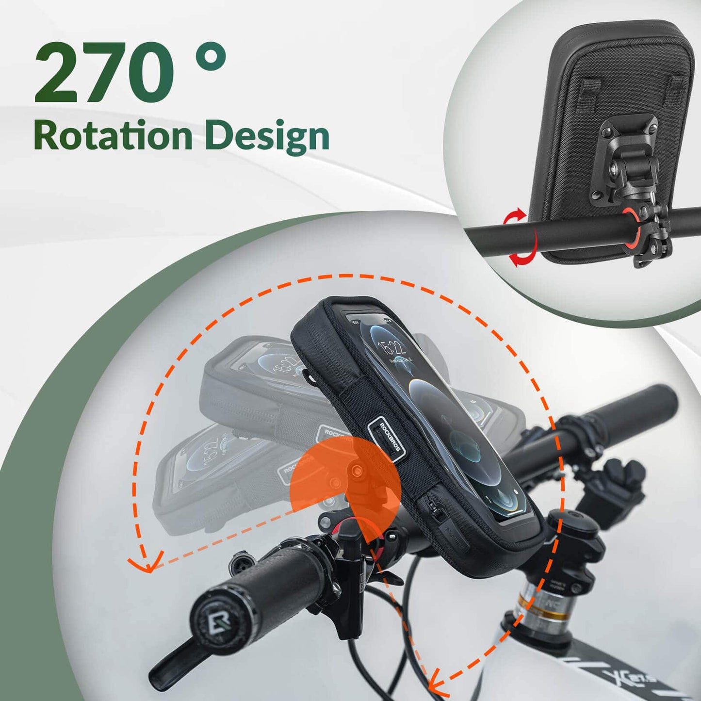 Sacoche de vélo étanche, pochette rotative pour téléphone portable de 4,7 à 6 pouces, ROCKBROS