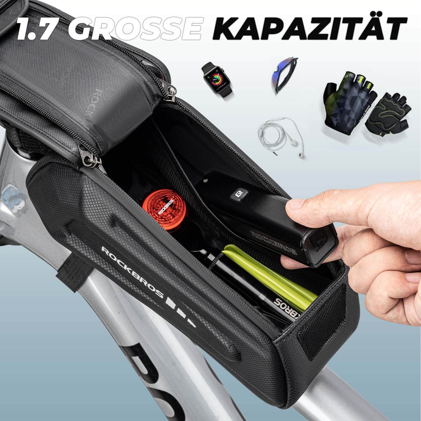 Sacoche de vélo étanche, étui pour téléphone portable compatible avec les smartphones à écran tactile de 6,8 pouces, ROCKBROS