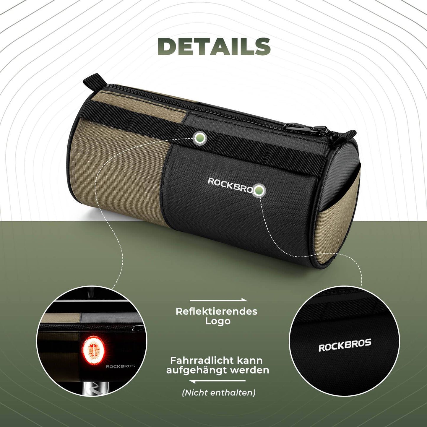 Sacoche de guidon cylindrique ROCKBROS, 1,7 L, avec bandoulière