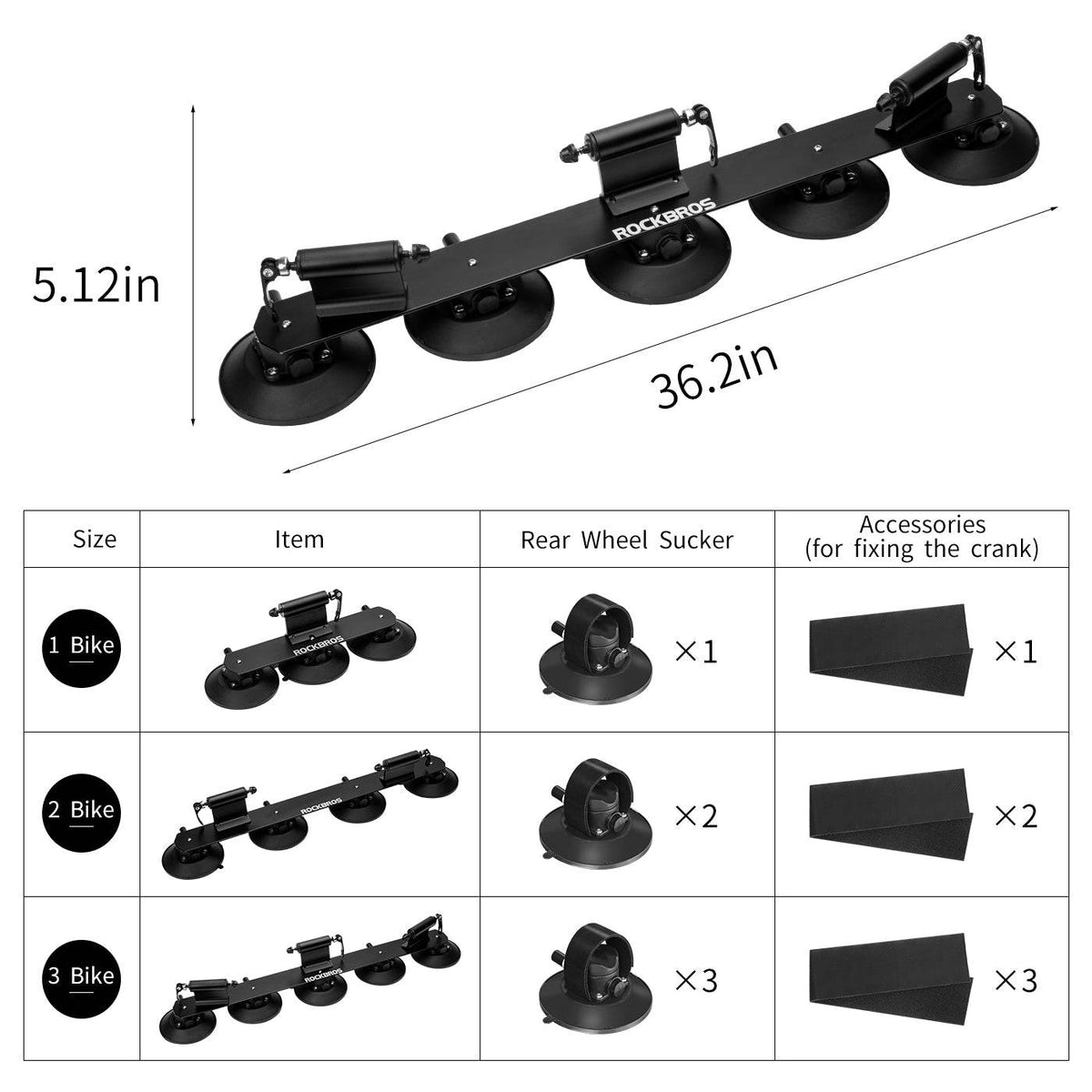 ROCKBROS Porte-vélo de vélo Porte-vélo de toit avec ventouses Montage rapide